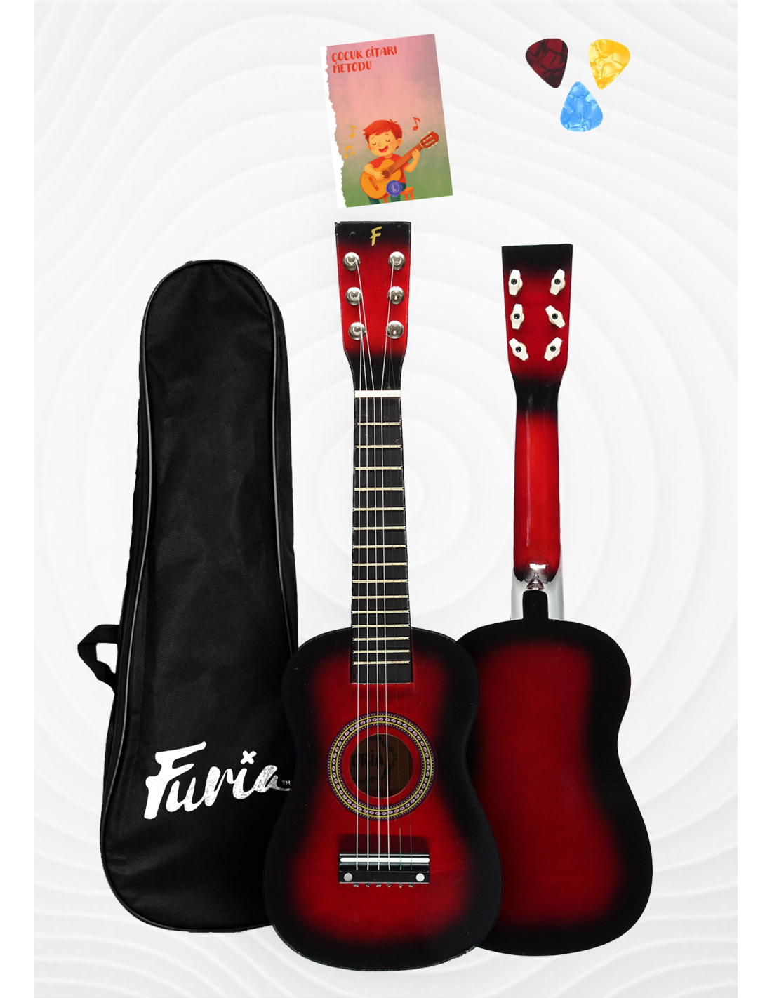 🎸 Furia FR-23RDS 6 Telli Çocuk Gitarı | Kırmızı Renk, Ergonomik ve Eğlenceli
