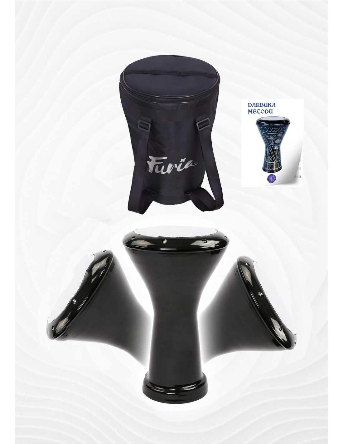 Furia FCD-10BK Düz Siyah Çömlek Darbuka