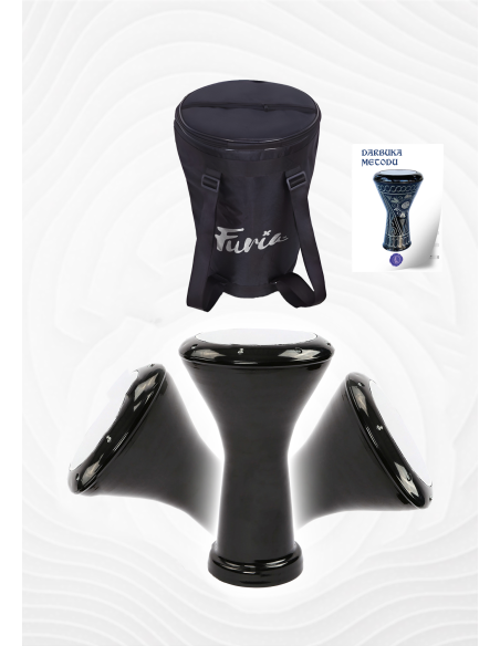 Furia FCD-10BK Düz Siyah Çömlek Darbuka