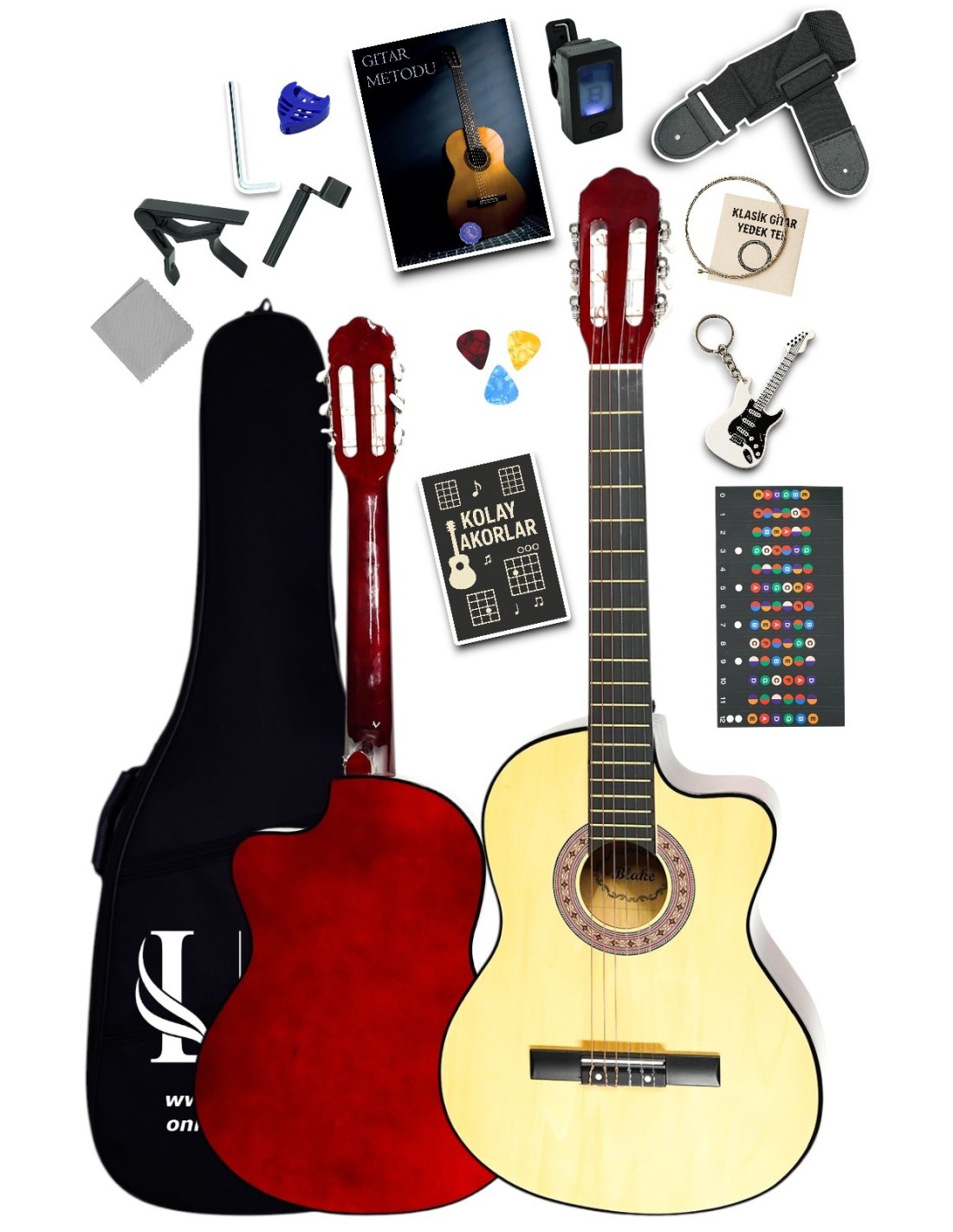 CG-3901NT Klasik Gitar 4/4 Sap Ayarlı Kesik Kasa Full Set