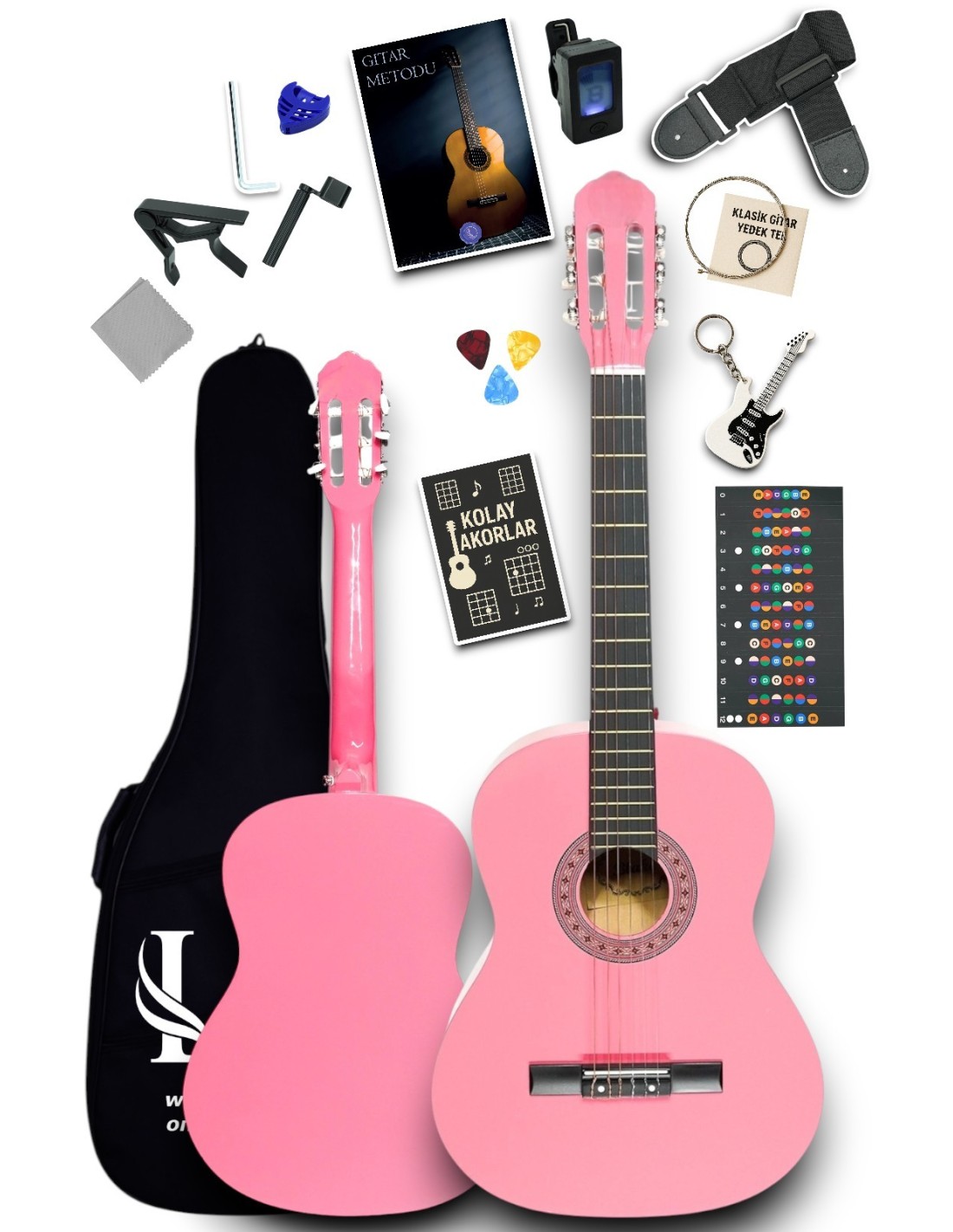 CG-3902PK Klasik Gitar 4/4 Yetişkin Boy Sap Ayarlı Full Set