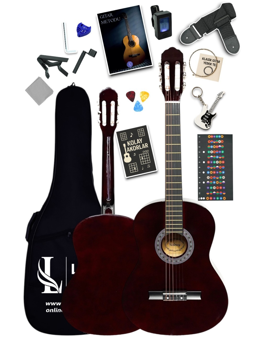 CG-3902CF Klasik Gitar 4/4 Yetişkin Boy Sap Ayarlı Full Set