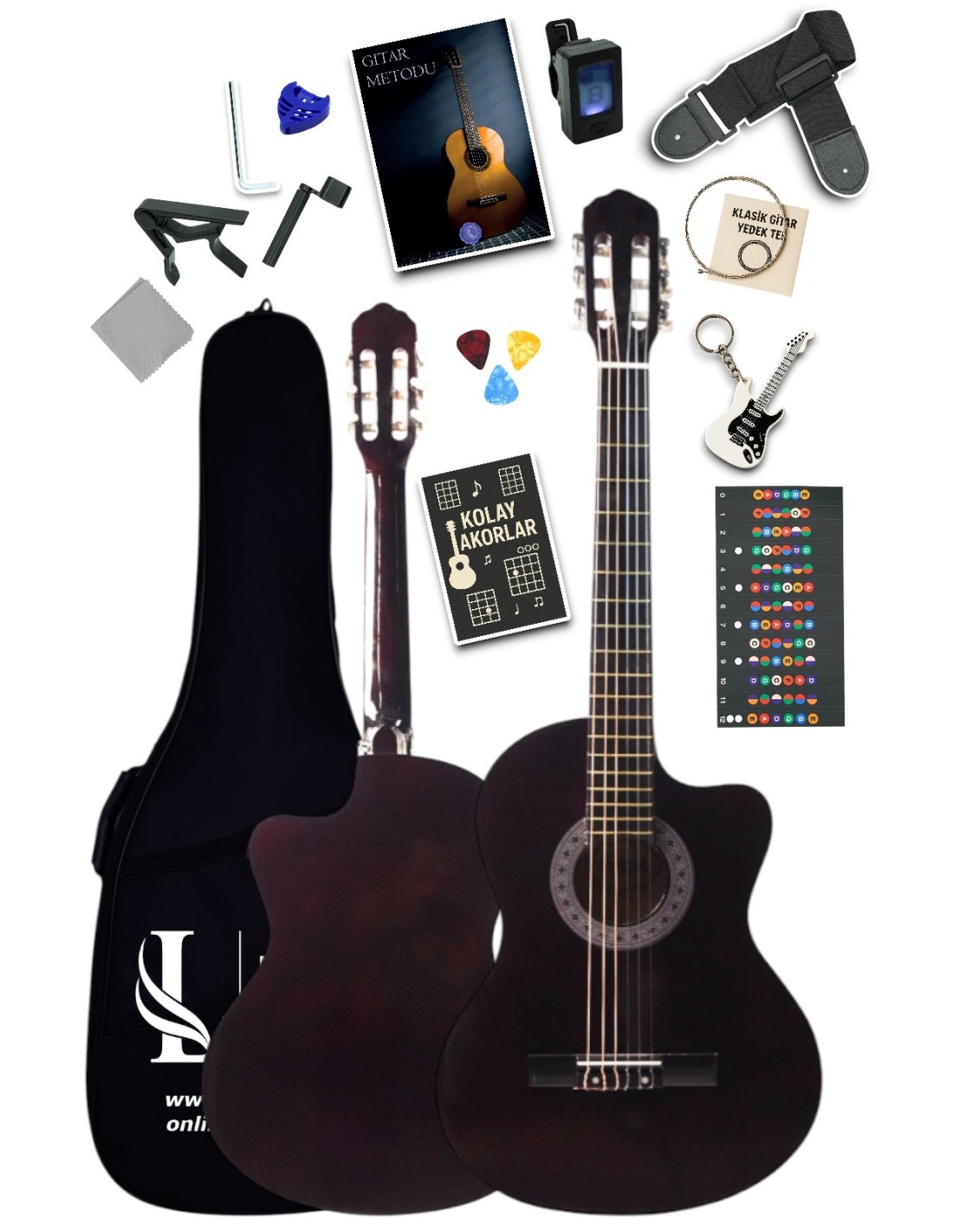 CG-3901CF Klasik Gitar 4/4 Sap Ayarlı Kesik Kasa Full Set