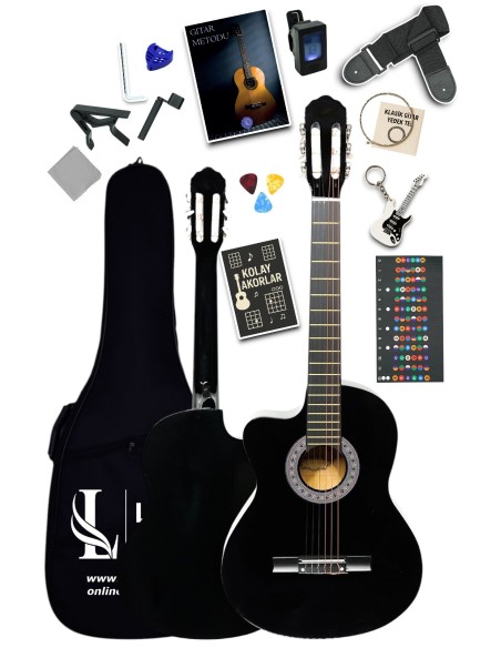 CG-3901BK SOLAK Klasik Gitar 4/4 Sap Ayarlı Kesik Kasa Full Set