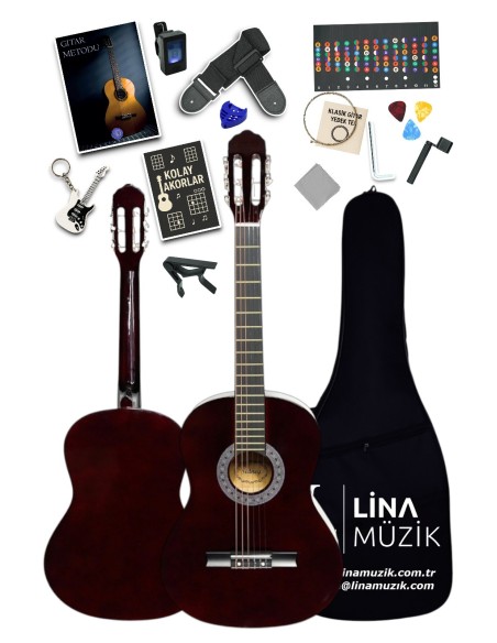 CG-3602CF Klasik Gitar 3/4 – Sap Ayarlı Full Set (Kahverengi)