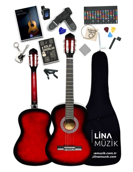 CG-3602RDS Klasik Gitar 3/4 – Sap Ayarlı Full Set (Kırmızı Siyah)