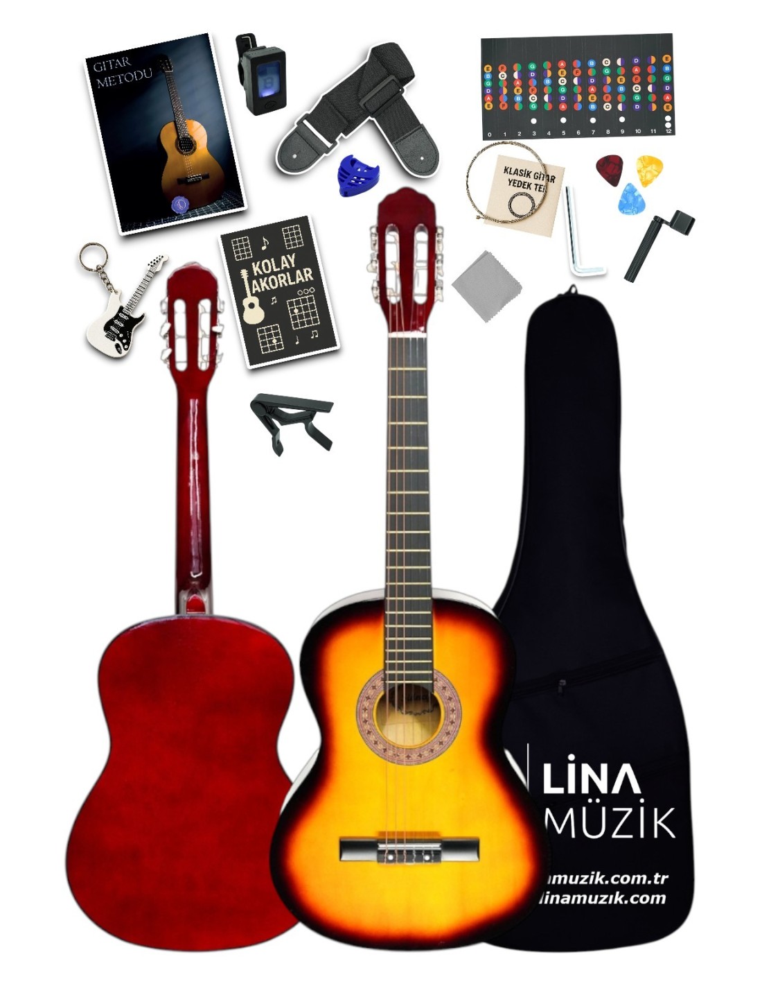 CG-3602SB Klasik Gitar 3/4 – Sap Ayarlı Full Set (Gün Batımı)