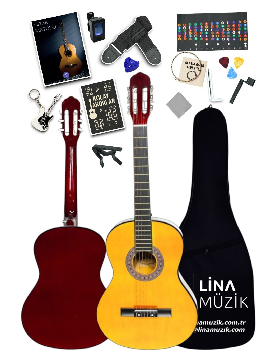 CG-3602Y Klasik Gitar 3/4 – Sap Ayarlı Full Set (Turuncu Sarı)